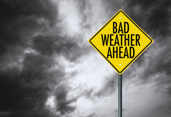 Bad weather ahead sign